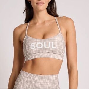 Lululemon Soul Cycle flow y bra Glow Grid light ivory Multi